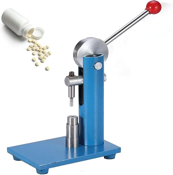 Pill Tablet Press Machine, Stainless Steel Single Punch Powder Presser for DIY Medicine and Candy Making, Laboratory Tablet Tool, 3mm-12mm Pill Stamping Maker
