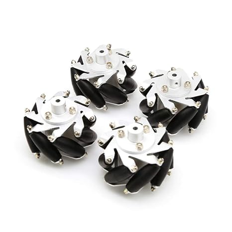 Moebius 60mm Mecanum Wheel 4 Pack Omni All-Directional Wheels with 6mm Metal Hubs for 6mm Motor Shaft for Arduino/Rasbperry Pi DIY Robot Project
