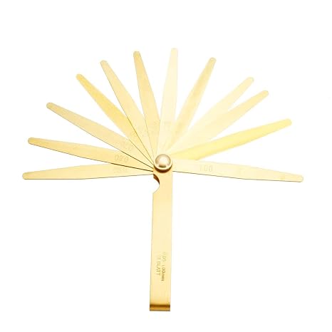 uxcell Metric Thickness Feeler Gauge 0.05-1mm 13 Blades Brass Measuring Tool for Width Gap
