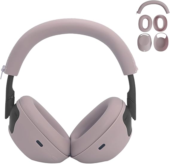 Adhiper 3-in-1 Silicone Case Sweat Covers for Sony WH-1000XM6 Headphones Accessories, XM6 Cover Silicone Ear Pads Covers & Headband Cover & Ear Cups Protector, Washable & Sweatproof - Smoky Pink