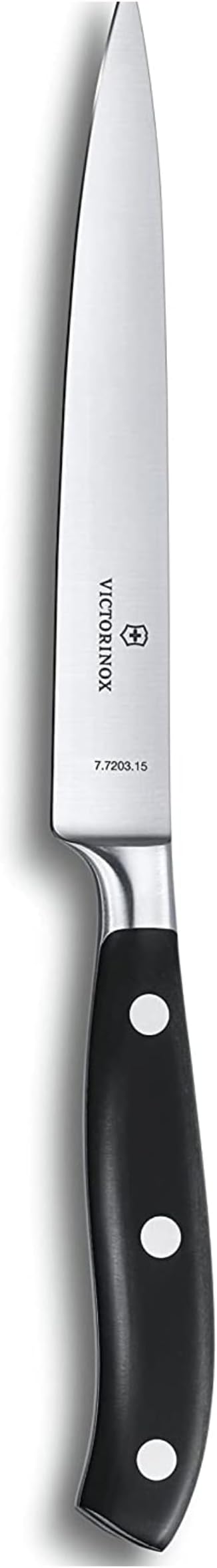 Victorinox Grand Maitre 8" Forged Carving Knife with Straight Edge - Dishwasher Safe, Black