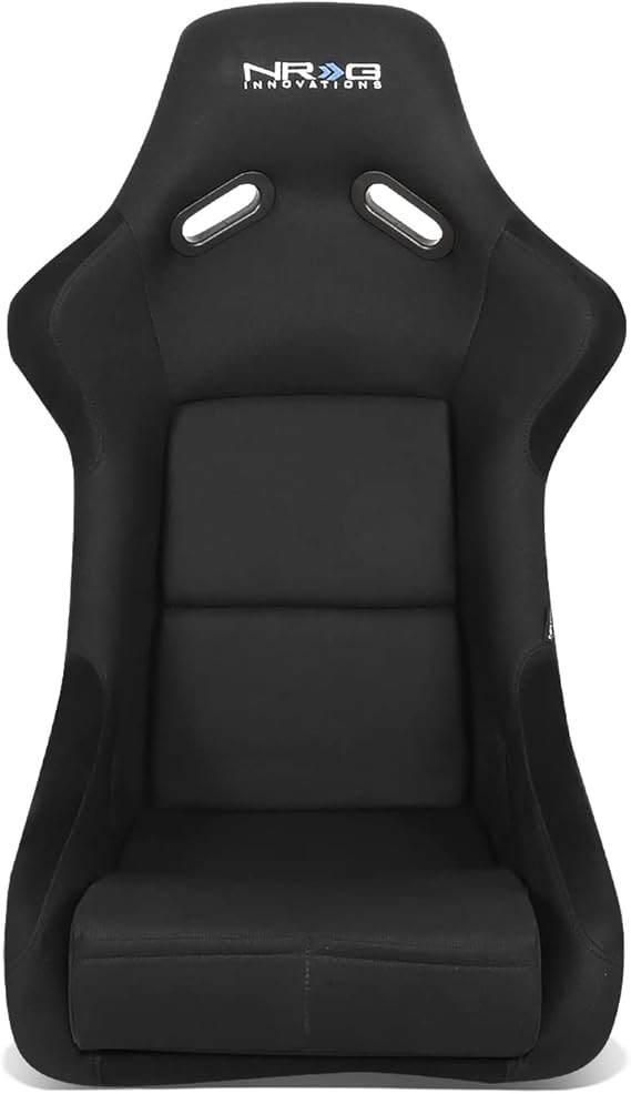 NRG Innovations NRG-FRP-300BK Fiber Glass Fixed Back Bucket Racing Seat (Large), 4/5 pt Harness Compatibility, Black Seat Cover, 23"W X 18" D X 35" H