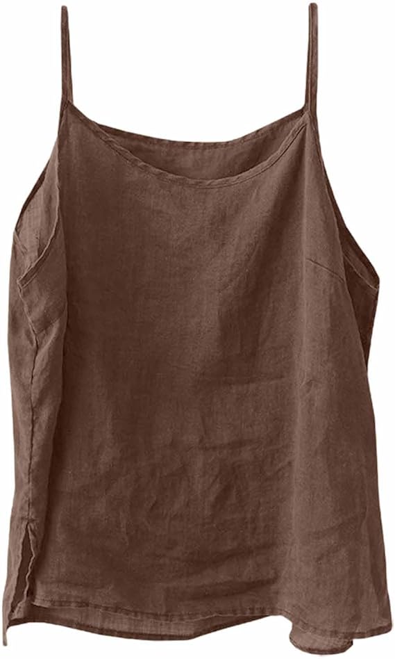 Cotton Linen Camisole Tops for Women Spaghetti Strap Loose Fit Tank Top Cami Summer 2025 Casual Sleeveless Shirts