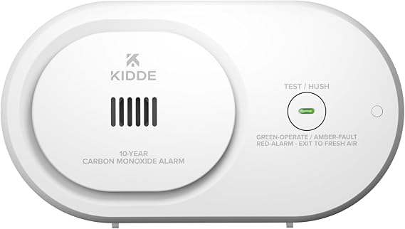 Kidde Carbon Monoxide Detector, 10-Year Battery Powered, LED Status Indicators, 85 dB Alarm, 5th Edition, COB10