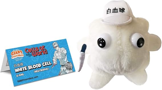 GIANTmicrobes Cells at Work! White Blood Cell Plush Get Well Gift, Learn How these Heroic Cells keep you Healthy, Based on Anime show, Fun Gift for Family, Friends, Students, Doctors and Scientists