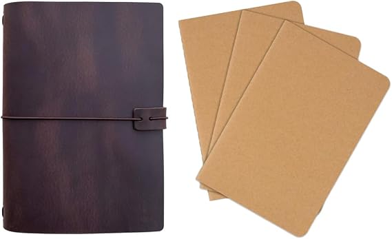 newestor A5 Travelers Notebook and 3-Pack Lined Notebook Insert bundle