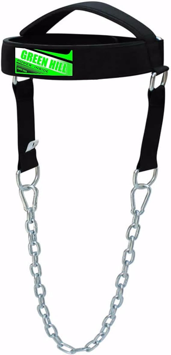 Green Hill Neck Harness for Weight Lifting with Steel Chain