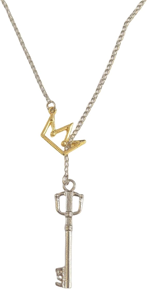 Sora Keyblade Weapon Pendant Necklace, Classic Game Theme Kingdom Crown Stainless Steel Forgotten Blade Necklace, Fans Cartoon Jewelry Gift