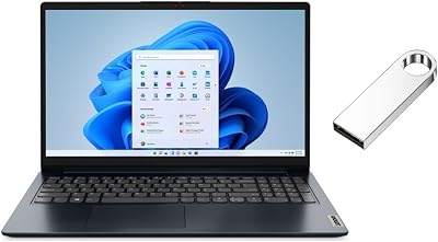 Lenovo IdeaPad 1 15 FHD Laptop | AMD Ryzen 5 7520UBeat Intel Core i5-1155G7 | AMD Radeon Graphics | Camera | Blue | 16GB RAM DDR5 | 2TB SSD | Windows 11 S | Bundle with 64GB USB Flash Drive