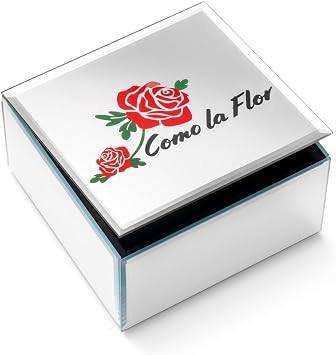 Como La Flor Glass Box Elegant Clear Glass Jewelry Organizer with Floral Lid, Decorative Storage for Vanity or Tabletop