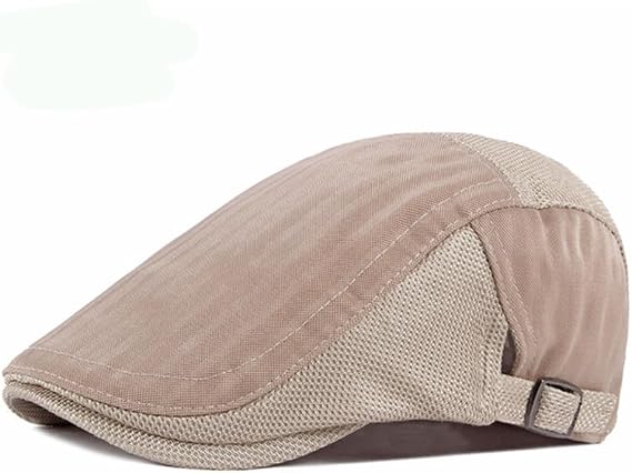 Mesh Hats For Men Breathable Herringbone Berets Flat Peaked Caps Driving Net Sun Cap Newsboy Hat Adjustable(Black)