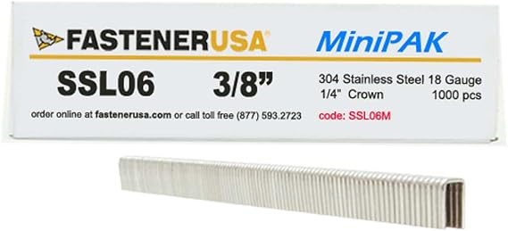 3/8" Leg x 1/4" Crown 18GA 304SS L06 Staples 1,000ct
