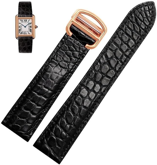 Leather Watch Strap For Cartier TANk SOLO RONDE London Kalibo Watch Chain with Folding Buckle