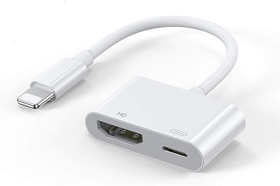 Apple Lightning Digital AV Adapter,1080P Lightning to HDMI Cable Sync Screen HDMI Connector Need Charging Power Support iPhone 11 Pro/XR/Xs/X/8/7 Plus,iPad to TV Projector Monitor Support All iOS