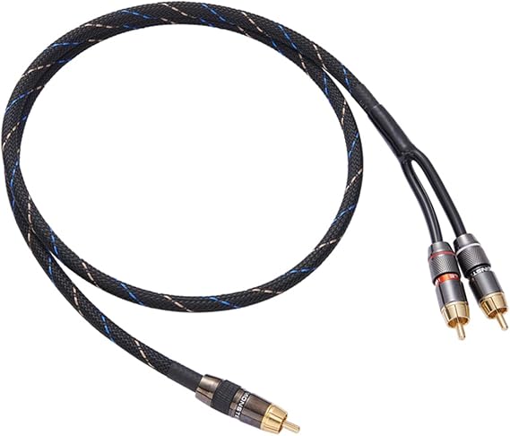 Audiophile RCA to 2RCA Subwoofer Cable,1 RCA Male to 2 RCA Male Audio Cable RCA Y-Adapter,Oxygen-Free Copper,Nylon Braided Jacket (5M(16.5FT)) (RANHANG1)