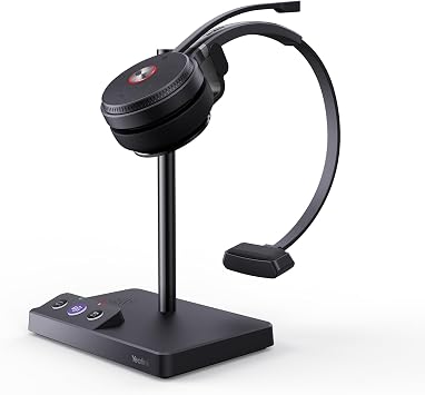 Yealink WH62 Mono Teams DECT Wireless Headset with Microphone,525 Ft Long Range Work Single Ear Headphones for Desk Phone and PC,Telephone Headset with Noise Cancelling Mic,13H Talk Time