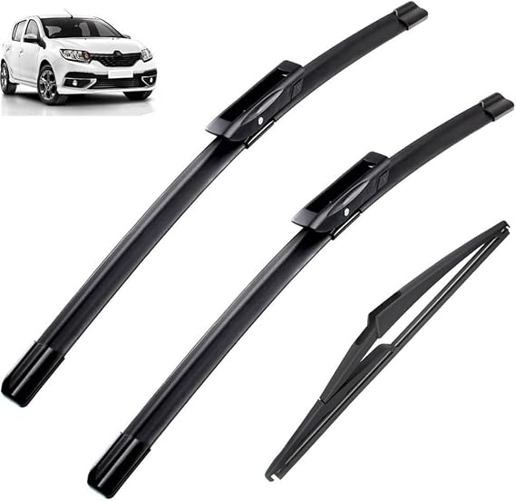 3 Pieces/Set Front Rear Windscreen Wiper Blades Set Compatible with Dacia Renault Sandero 2019 2018 2017 2016 2015 22 19 11
