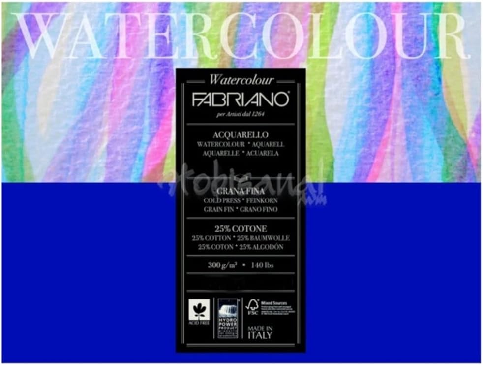 Fabriano Studio Watercolor Block, Cold Press, 140 lb./300 GSM, 7.8" x 15.75", White