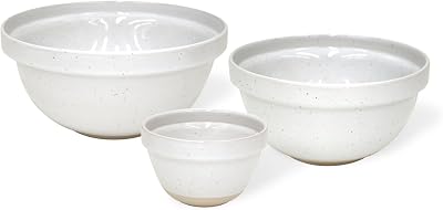 Casafina Ceramic Stoneware Set of 3 Mixing Bowls - Fattoria Collection, White | Microwave & Dishwasher Safe Bakeware | Food Safe Glazing | Restaurant Quality Serveware
