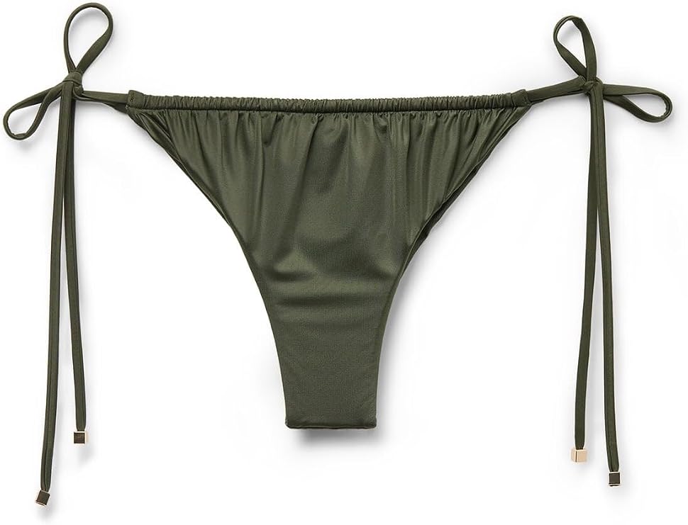 CALZEDONIA Shiny Satin Brazilian String Bikini Bottoms