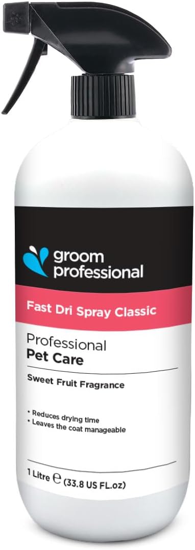 GROOM PROFESSIONAL Fast Dri Classic Dog Spray - for Quick Drying - Reduces Drying Time After Baths - Unique Formula to Neutralise Hair's Ability to Hold Water 1 Litre