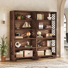 Tribesigns 71" Tall Bookshelf, 6-Tier Large Mid-Century Bookcase, Freestanding Library Open Bookshelves with 5 Storage Shelves, Wooden Display Shelving Unit for Living Room, Home Office(2PC)