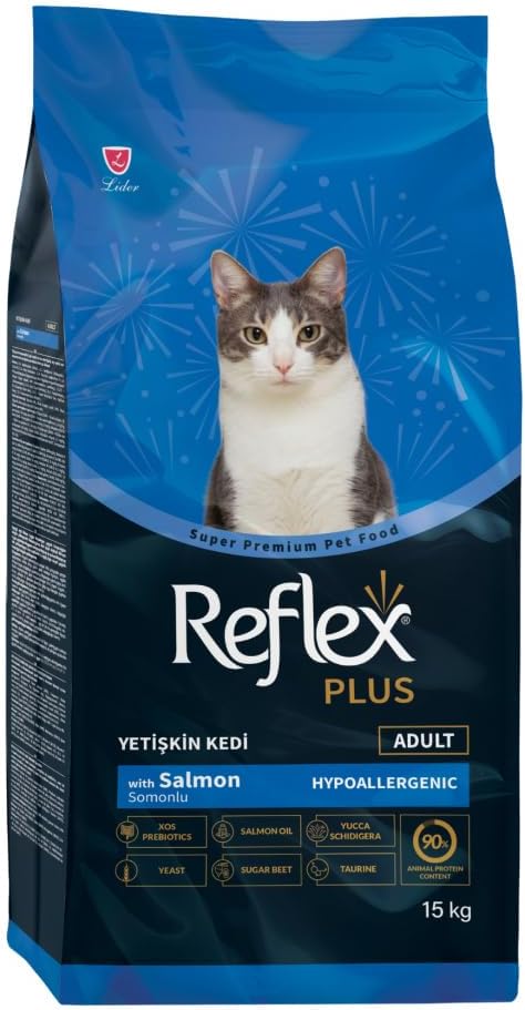 Reflex Plus Yetişkin Kediler için Somonlu Kedi Maması, 15 kg
