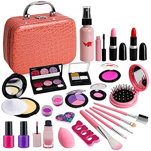 Fake Makeup Toy Girls Gifts - Fake Kids Make Up Set Pretend Makeup Kit for Kids Children Little Girls Princess Pretend Play Christmas Birthday Gifts for 3 4 5 6 Years Old Girl Gift