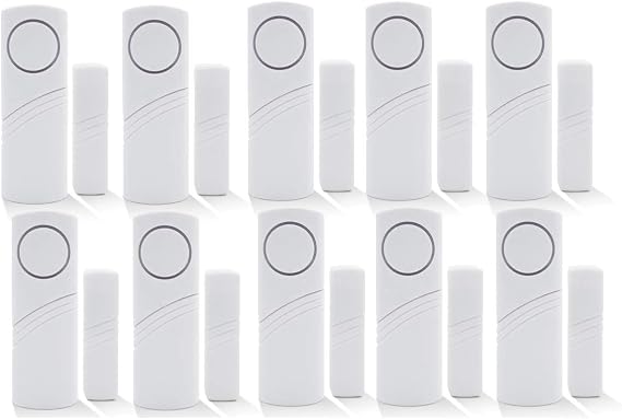 Home Security Alarm System DIY Kit - Magnetic Sensor - Guardian Protector - Window Glass Vibration Security Burglar Alarm for Homes, Cars, Sheds, Caravans, Motorhomes - Price Xes (Set of 10)