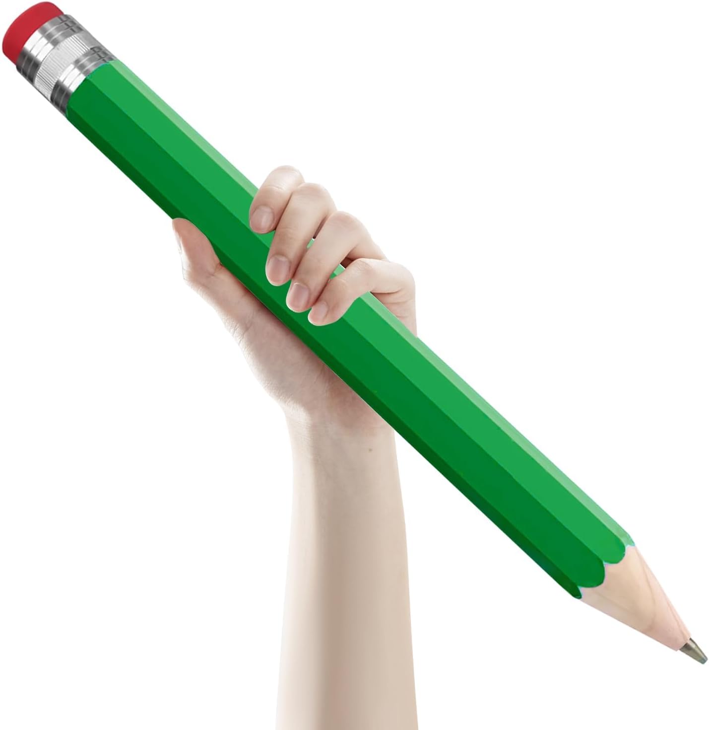 Wooden Jumbo Pencil for Prop Gifts Decor 14 Inch Funny Big Novelty Pencil with Cap Green