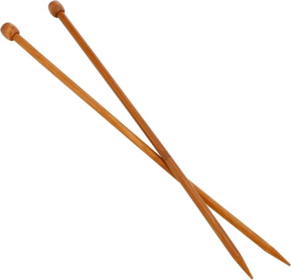 2 Pack Bamboo Straight Single Pointed 14 Inch Beginners Hand Knitting Needles for Thick Coarse Yarn Hand DIY Knitting (8mm)