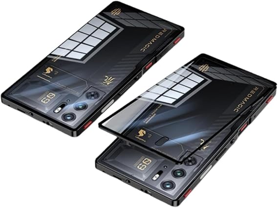 AlFan Red Magic 10 Pro Case Metal Bumper Back Case with Removable Glass Back Panel Lightweight Thin Shock Absorption Matte Translucent Back Cover for Red Magic 10 Pro+ Frame Cover Black