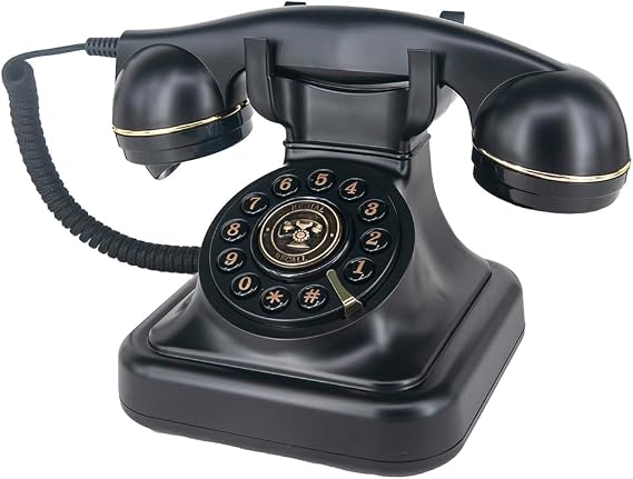 Vintage Phone, a Black Vintage Telephone with Button Dialing, Used for Home and Office Desk.