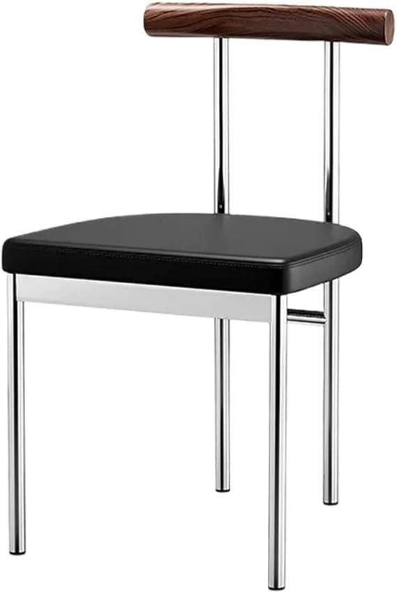 Adjustable Office Computer Chair with Armrest 1pcs Simple Modern Black Seat Cushion Dining Chair with Solid Wood Backrest Metal Frame