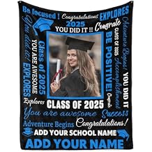 Custom Blanket with Name - Personalized Class of 2025 Graduation Blankets - Customized Throw Blanket Gifts for Her Him High School College