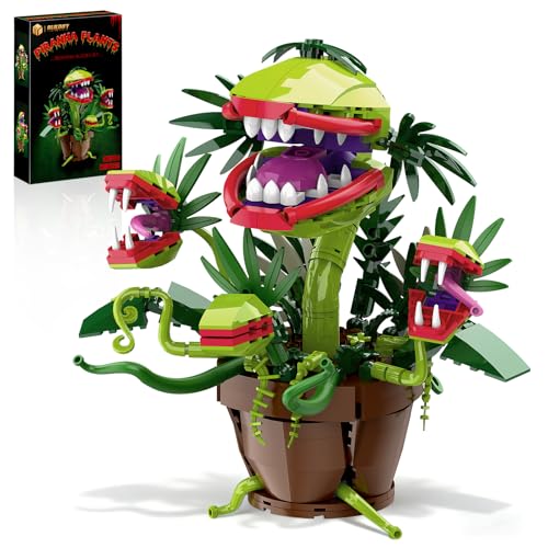 Piranha Plant Audrey 2 Building Blocks Set, Little Shop of Horrors Carnivorous Flower Model with 4 Openable Mouth, Toys Gifts for Kids Adults TV Movie Fans Halloween Christmas Birthday Gift428PCS