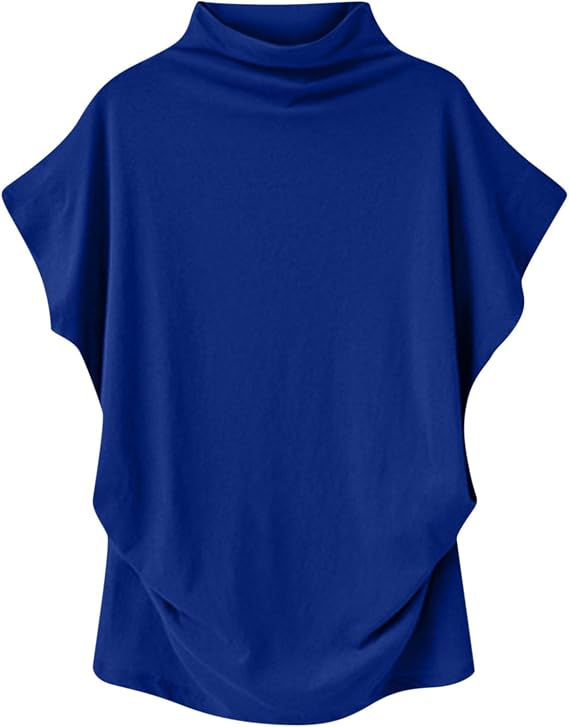 Lastesso Womens Work Shirts Casual Size Batwing Sleeve Turtleneck Tops Loose Business Casual Tee Short Soft Pullover Blouse