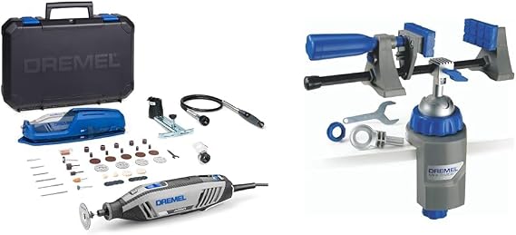 Dremel 4250 Rotary Tool 175 W, Multitool Kit with 3 Attachments 45 Accessories & 2500 Multi-Vise, 3-in-1 Adjustable Bench Vice with Clamp and Tool Holder