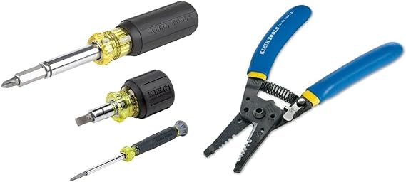 Klein Tools Screwdriver and Wire Cutter Tool Kit Includes Magnetic 11 in 1, Multi-Bit Stubby and Wire Stripper/Cutter