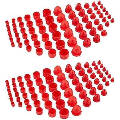 Speedway Motors Plastic AN Fitting Cap and Plug Kit, 144-Piece Set, Premium Red Plastic Seals Hoses and Blocks Out Dirt, Kit Contains Multiple AN Fitting Cap Sizes