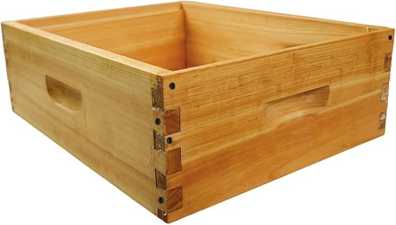 10-Frame Medium Beehive Super Box with Wax Dip for Langstroth | Fir Wood, Double Beeswax Dip, Unassembled, Fits Langstroth Hives, 19-7/8" x 16-1/4", No Frames/Foundations