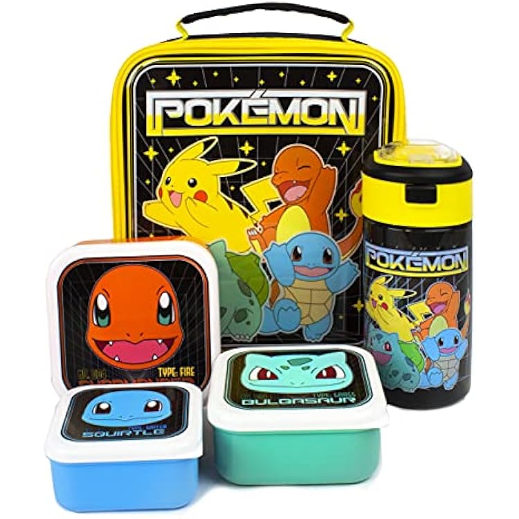 Pokemon Lunch Bag 5 Piece Food Bag Water Bottle 3 Snack Pots One Size