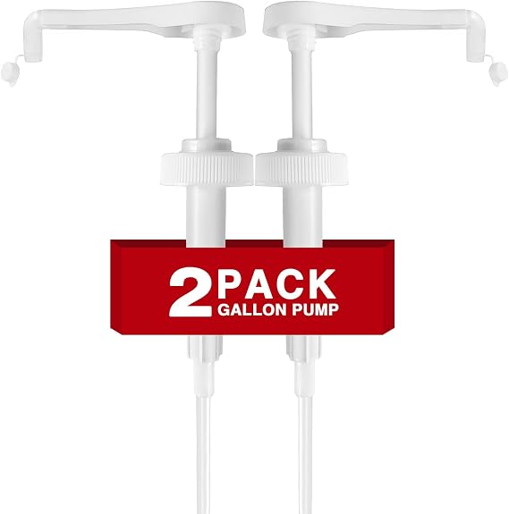 2Pcs 38-400 Leak Proof Gallon Jug Syrup Pump Dispenser | Lotion Shampoo Pump Cap Included, Fits 1 Gallon Bottle 64oz 128oz, Shampoo Laundry Detergent Containers
