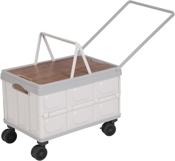 Foldable Camping Cart – 55L Storage, 35kg Capacity, 4 Wheels with Brakes, Removable Tray