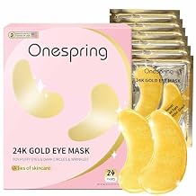 Onespring Under Eye Patches (24 Pairs) - Bridesmaid Gift, Mothers Day Gifts - 24K Gold Under Eye Masks for Dark Circles, Puffy Eyes, Wrinkles - Rejuvenating & Revitalizing Eye Skincare Treatment