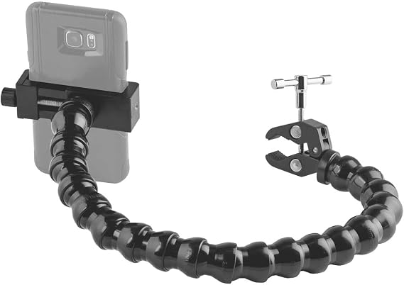 MOGO ModularHose Assistive Technology Phone Holder with Compact Mini Clamp, Mounts to Round Tubes up to 1.5" Diameter, 18 Inch Arm