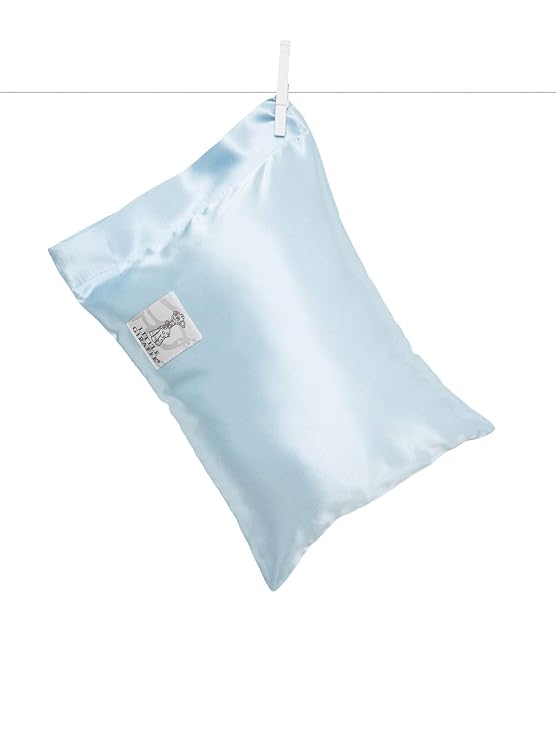 Little Giraffe Satin Decor Pillow - Ultra-Soft Feather Yarn Knit with Elegant Satin Trim - 10" x 13", Blue