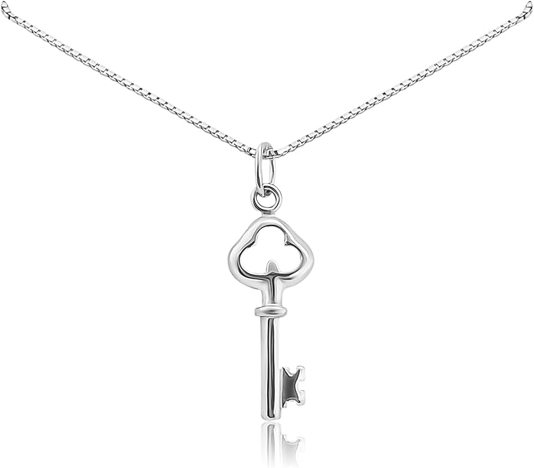 Tiny Delicate and Dainty Sterling Silver Key Necklace for Women, Girlfriend Birthday Gift Necklace, Daughter Graduation Gift, Wife Anniversary Necklace