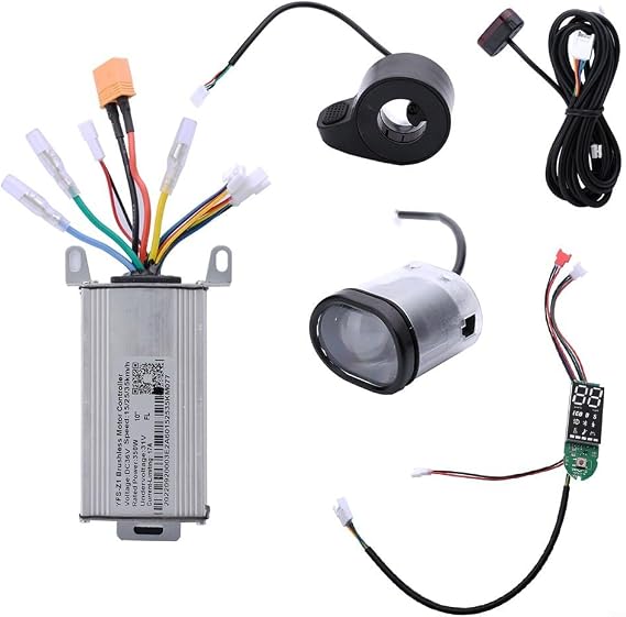 36V 500W Electric Scooter Controller Kit with Dashboard Accelerator and Lights, 17A Motor Control Board for Compatible with 10 Inch E-Scooters, Cruise Control and Brake Energy Recovery