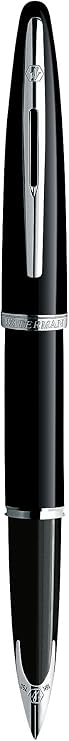 Waterman Carène Black Sea Fountain Pen | High-Gloss Black with Palladium Plated Trim | Medium Nib with Blue Ink Cartridge | Gift Box